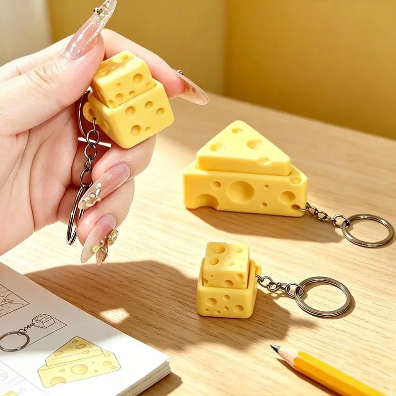 Cute Cheese Shaped Fidget Keychain With Stress Relief Perfect For Bag Decor Gifts For Kids And Cheese Lovers