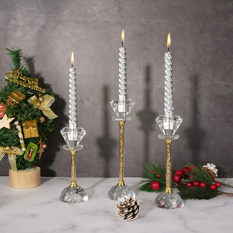 Crystal Glass Candle Holder, Wedding Centerpieces for Tables， Candle Holder，Candlelight Dinner Wedding Props Home Decoration