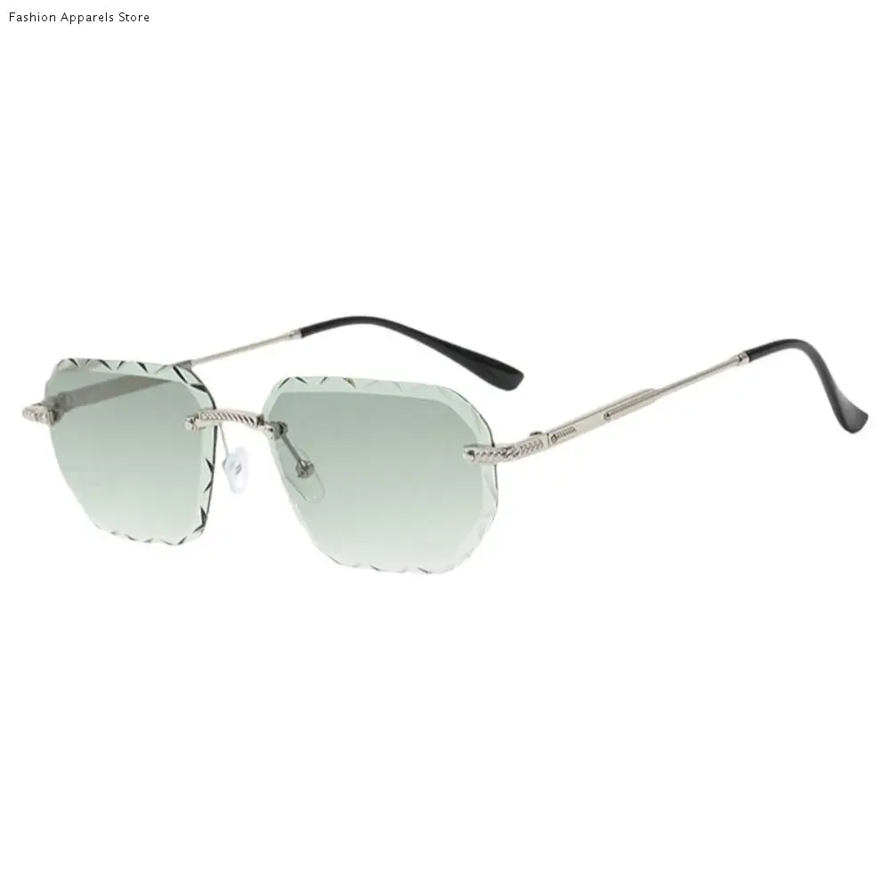 

Fashion UV 400 Rimless Sunglasses Frameless Square Men Sunglasses Small Metal Driving Eyewear Female