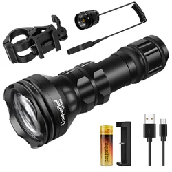 UniqueFire Hunting Flashlight IR 940/850/810nm Infrared Light 3 Modes LED Torch for Night Outdoor+Rat Tail+Chager+ Bracket