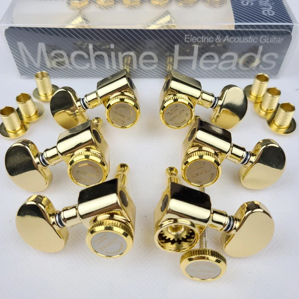 

Kaynes 3R3L Locking Electric Guitar Machine Heads Tuners For LP SG Electric Guitar Lock String Tuning Pegs Gold