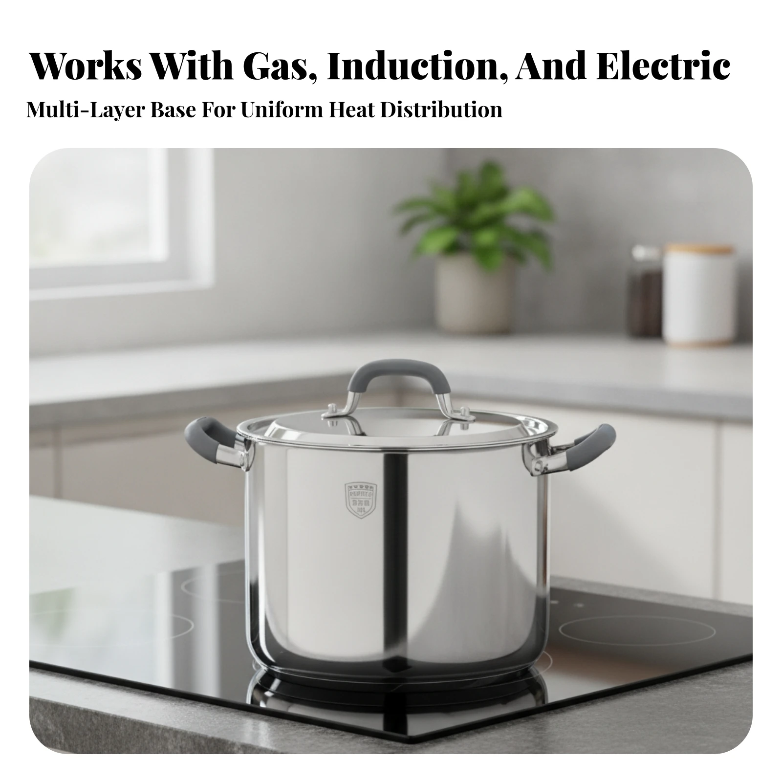 Stock Pot with Lid Uncoated Soup Pot with Lid Stewpot Deep Induction Stockpot Polished for Home Cooks