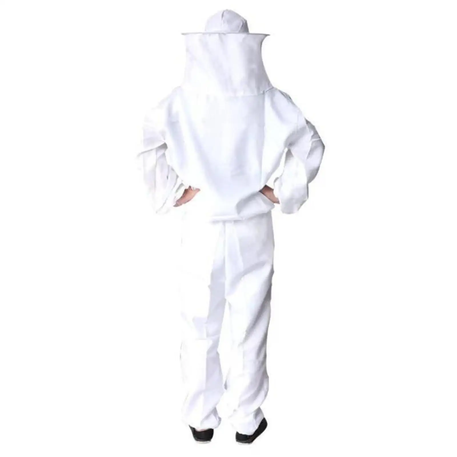 Safety Clothing for Men Beekeeping Protection Suit Full Body Coverall with Round Veil Hood Gloves Tool Cotton White