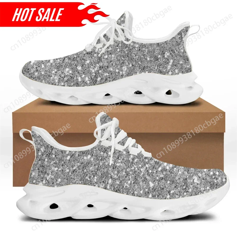 Silver Glitter Texture Printed Fashion Casual Men Shoes Flats Sneakers Comfortable Breathable Men's Walking Zapatos