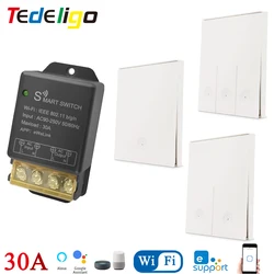 Ewelink Controlador Interruptor Inteligente, WiFi, Interruptor de Luz, Módulo de Voz, Trabalhar com Alexa, 110V, 220V, 30A, 2.4GHz