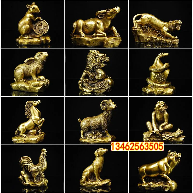 

Фигурки зодиака из чистой меди, медная крыса, быка, тигра, кролика, дракона, змеи, лошади, овцы, обезьяны, петуха, собаки, свиньи 12, знаки зодиака, домашний декор