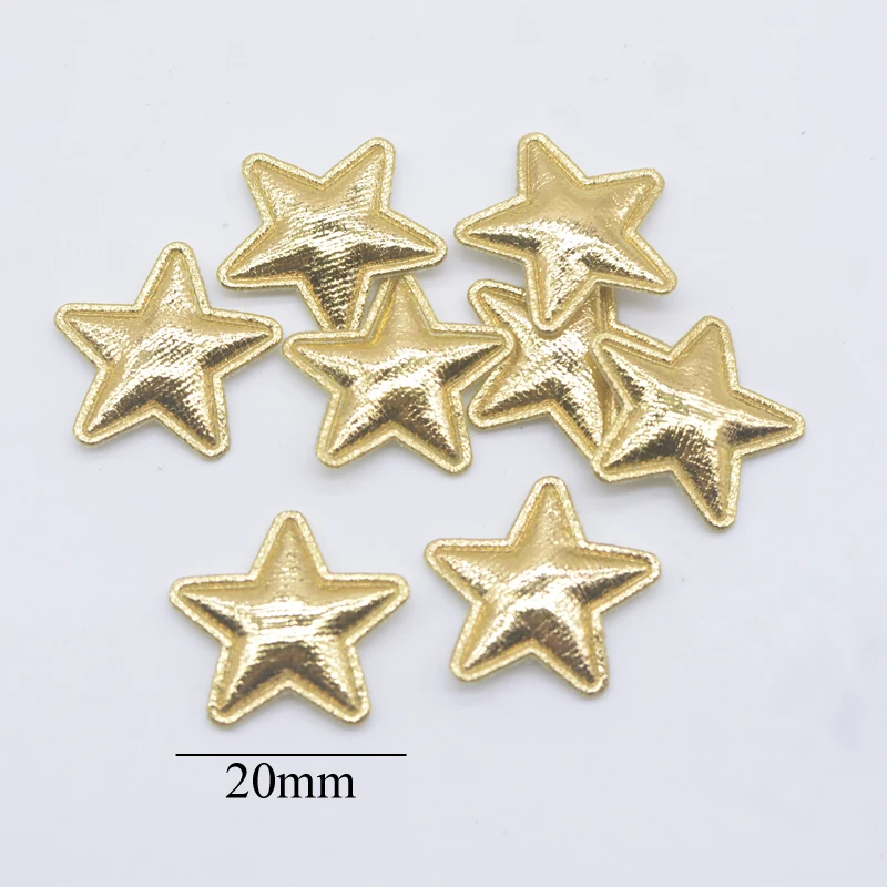 100Pcs 20mm Padded Gold Cloth Star Moon Applique for DIY Craft Clothes Hairpin Wedding Decoration Patches Accessories