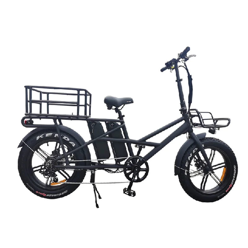 20inch 15Ah 48V350W/500W Long Tail Dual Battery Cargo Bike Cargo Ebike Women Electric Bike Fat Tire Ebike From China