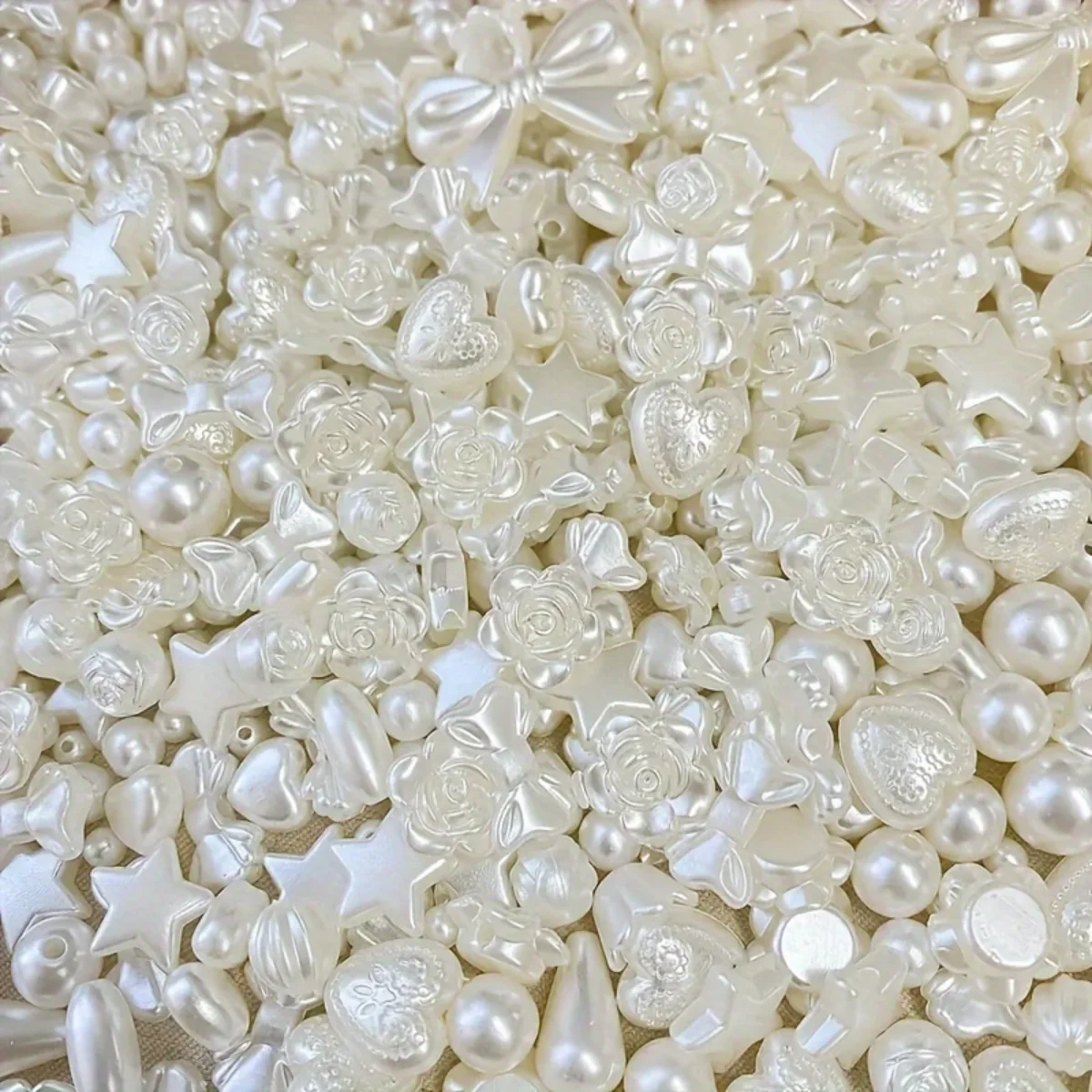 50-200pcs ABS Multiple Style Imitation Pearl Flowers Butterfly Shell Heart Acrylic Spacer Loose Beads For Jewelry Making DIY