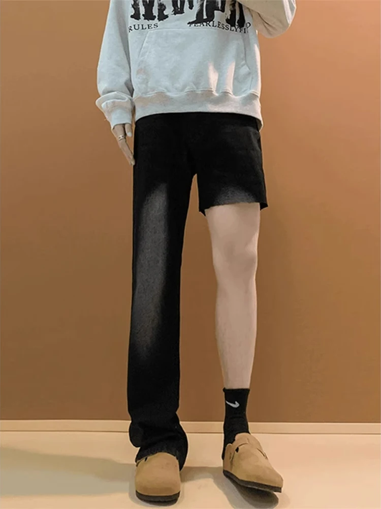 

aduated Bla Knife Jeans American Retro Slimming Long Leg High Waist Straight Leg High Rise Bell Bot Youth Faion