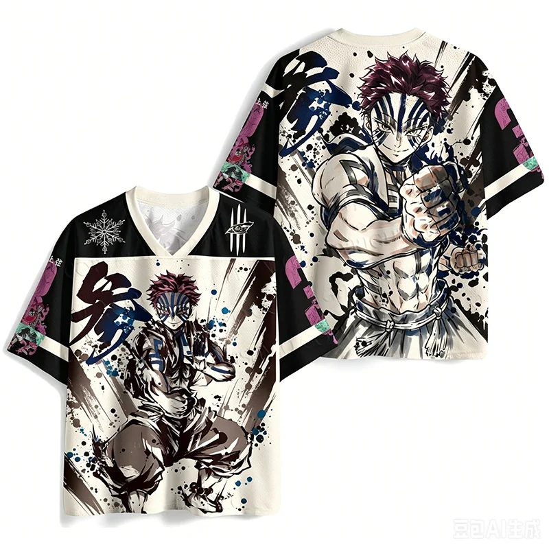 T-shirt en maille imprimé 3D Demon Slayer Blade pour enfants, hommes et femmes, coupe ample, manches courtes, accessoire de jeu