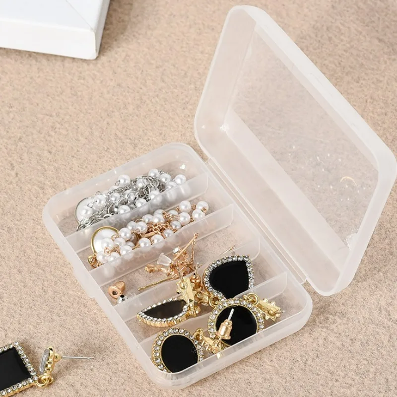 Jewelry Pearl Storage Box Jewels Transparent 5 Grids Plastic Boxes Pendant Rings Earring Rectangle Square Case Jewelry Packaging