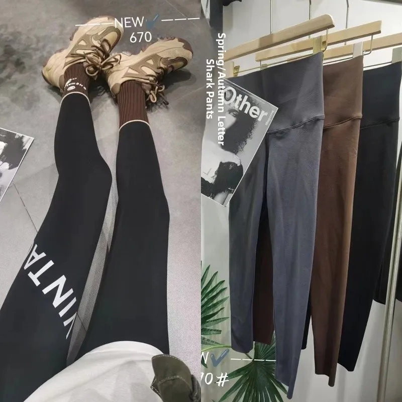 

Весенние женские спортивные леггинсы с высокой талией, утягивающие живот и подтягивающие ягодицы, с буквенным принтом, для фитнеса и йоги