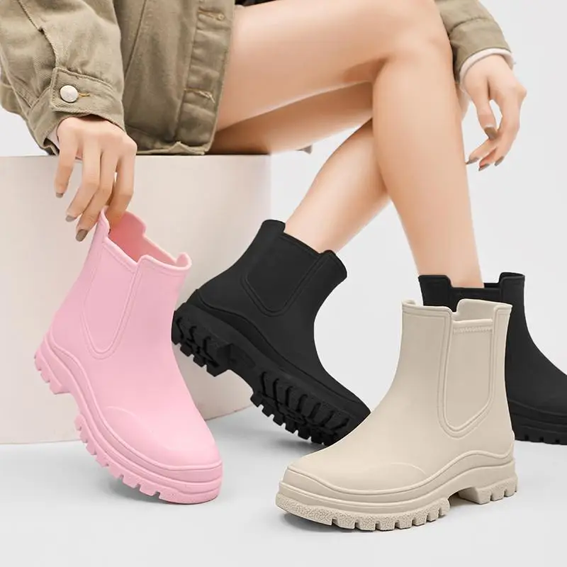 Botas de chuva curtas antiderrapantes para mulheres, cano baixo, lava-jato japonês, nova moda, verão