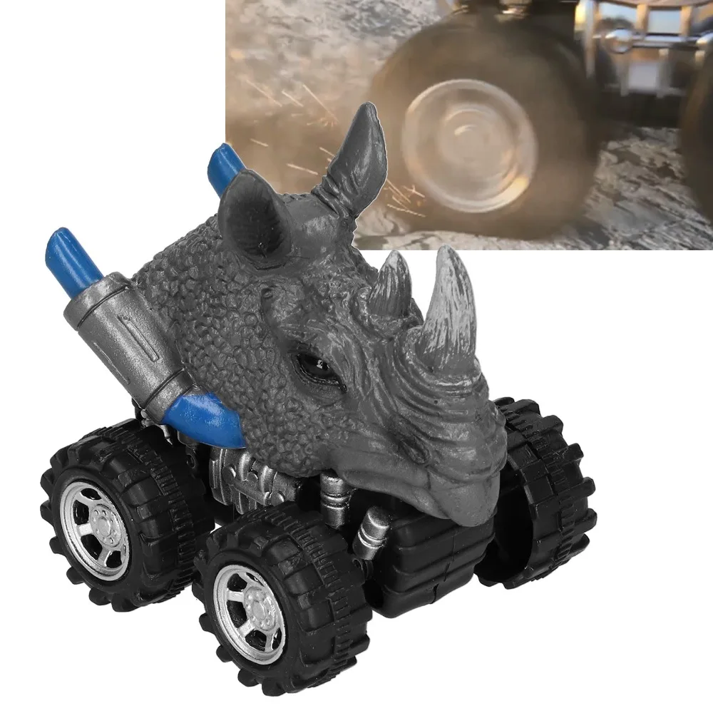 Pull Back Action Pull Back Car Toy Four Wheel Drive Rhinoceros Shape Rhinoceros Model Car Push Along Four Wheel Drive Toy Kids