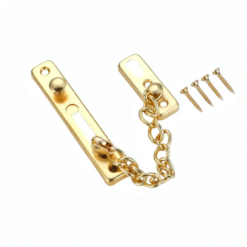 Stainless Steel Security Door Chain Lock Anti Theft Latch Bolt Punch Free For Home Hotel Bedroom Safety Protection