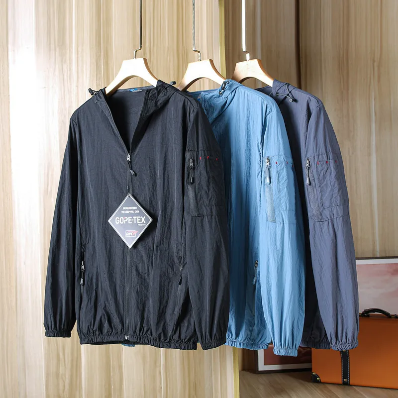 Men's Sun Protection Jacket Summer Lightweight Quick Dry Cycling Fishing Hooded Outdoor Sports Shirt Breathable Water Resistant