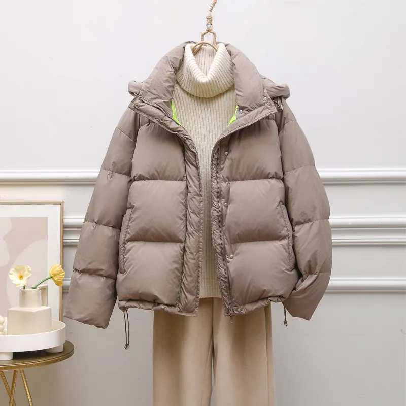 Thickened Down Jacket for Women, Loose Warm Coat, Street Style, Short Parka, Fashion, Autumn and Winter, 2024