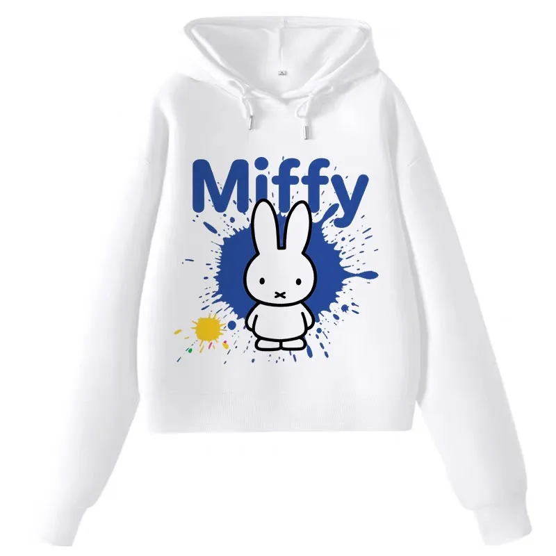 Новый пуловер с капюшоном Miffy, повседневная и удобная хлопковая модная спортивная одежда с длинными рукавами и принтом в стиле каваи с героями мультфильмов