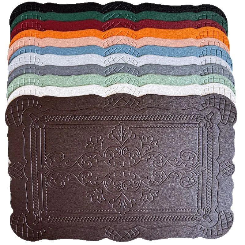 Mantel Individual de cuero PU creativo de estilo nórdico, tapete aislante Retro en relieve, impermeable, resistente al aceite, decoración de mesa de comedor, 1 ud.