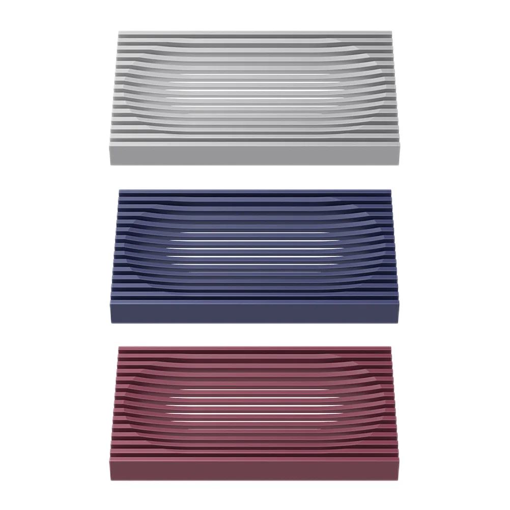 

3Pcs Bathroom Soap Holder Silicone Drain Tray Smooth Edge Soap Saver for Kitchen Decorative Drying Tray Utility