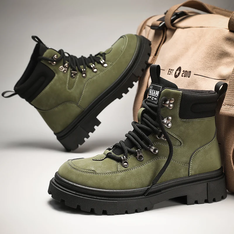 Hot Selling Cheap Boots for Men Comfortable Platform Motorcycle Boots Men Non-slip Work Boots Man High-top Shoes botas de hombre