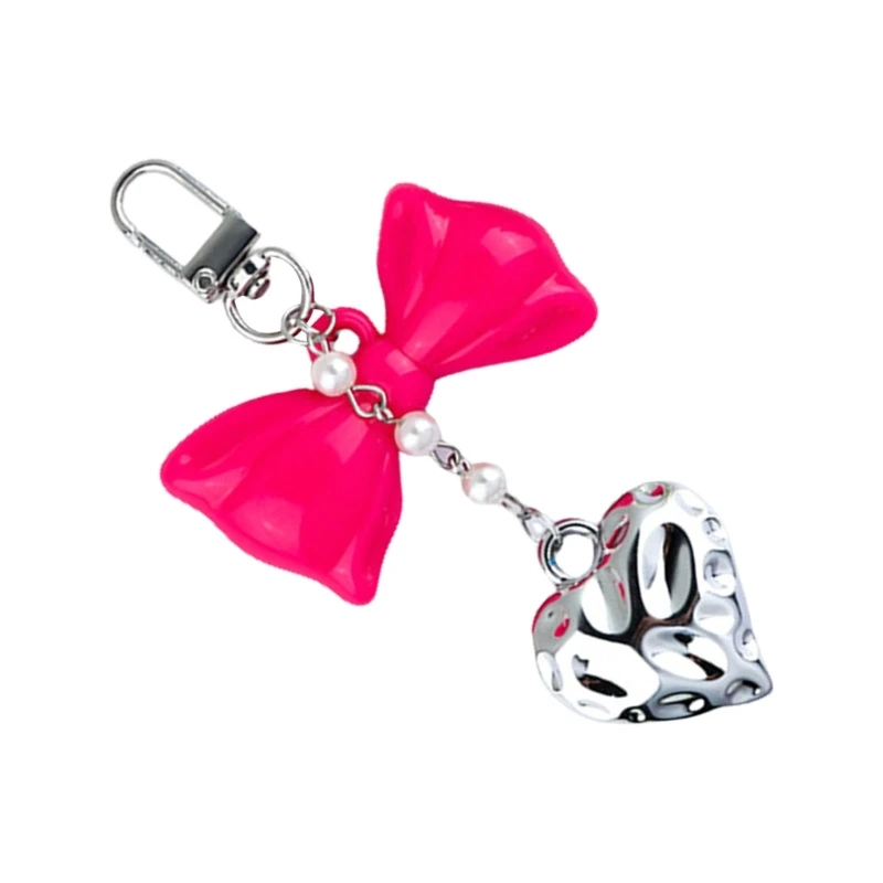 Sophisticated Heart And Bowknot Keychain Functional Heart Bowknot Bag Pendant for Trendsetters and Fashion Lovers