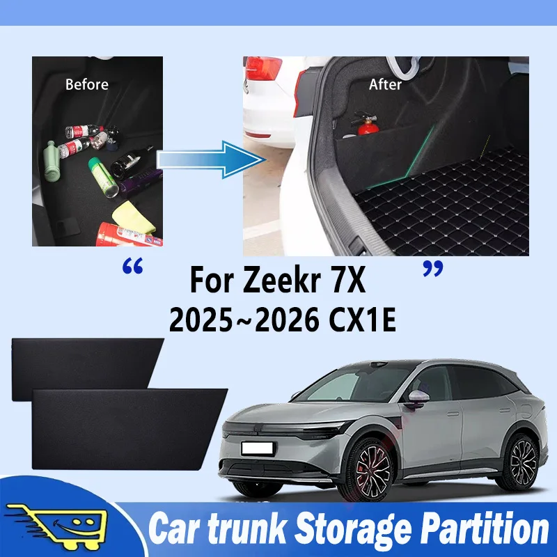 For Zeekr 7X 2025~2026 25 Thickening Trunk Storage Partition Multifunction Storage Auto Interior Parts Organizer