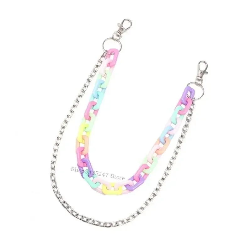 Cinto corrente acrílico elegante para jeans saias artesanais cores doces corrente h7ef