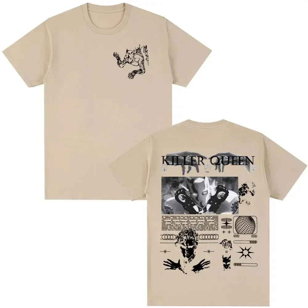 المبيعات الساخنة أنيمي تي شيرت القاتل الملكة الجرافيك تي شيرت الرجال النساء عادية طباعة القطن قصير الأكمام المتضخم تي شيرت للجنسين