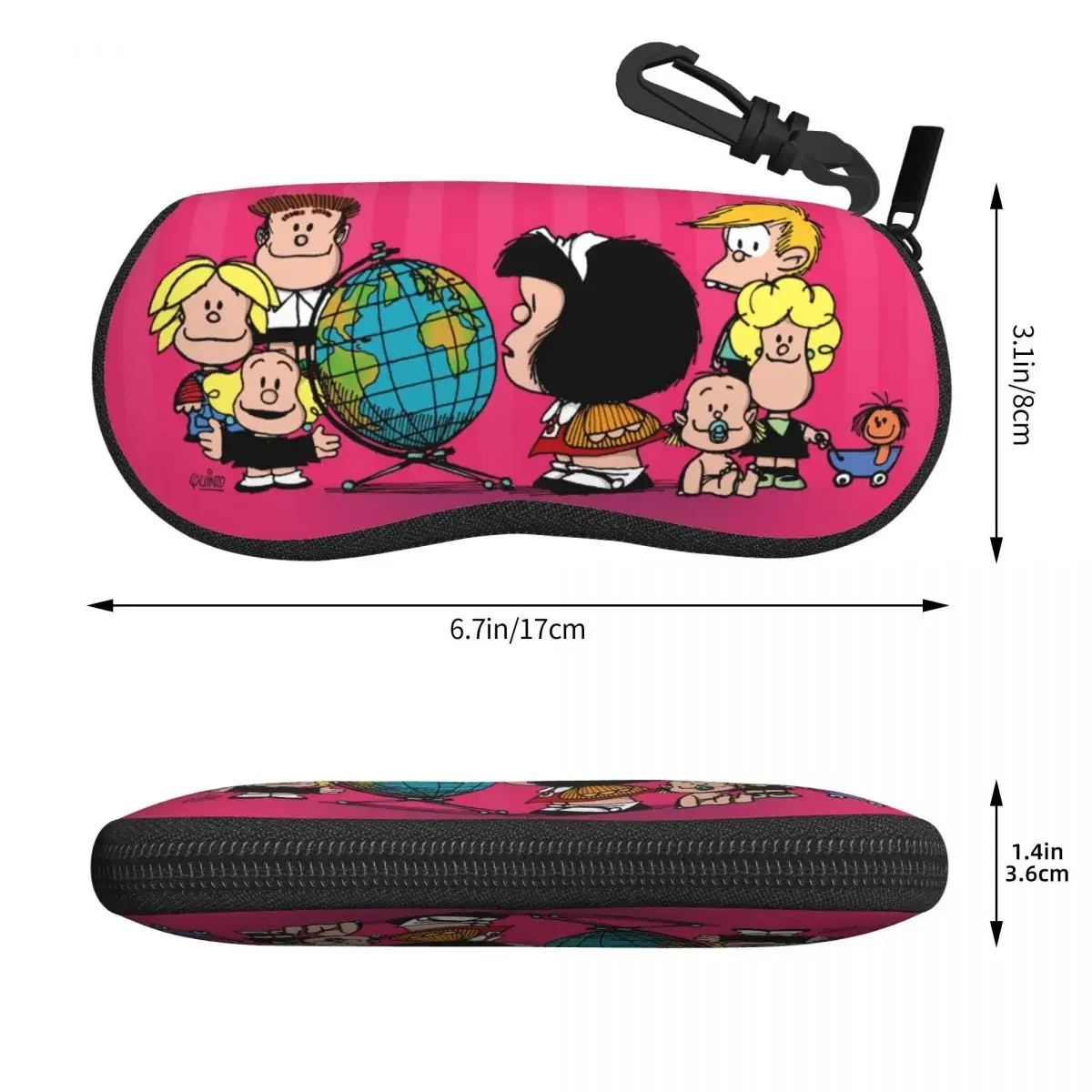 Custom Mafalda Friends Eyeglass Glasses Case Women Men Soft Quino Comic Cartoon Sunglasses Protective Pouch