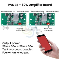 DC 8-24V 50W+50W BT Amplifier Board Module Speaker Audio Receiver Supports Tws Pairing