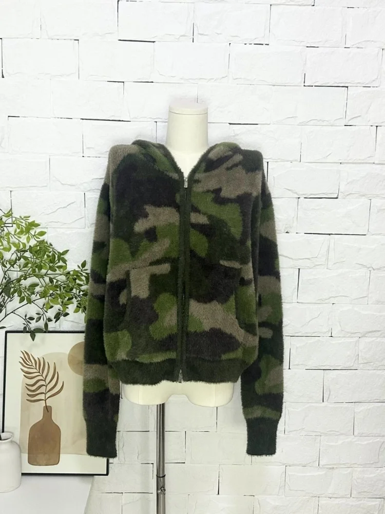 Sherpa Hoodie Fleece - Women's Vintage Camo Zip Up Hoodie