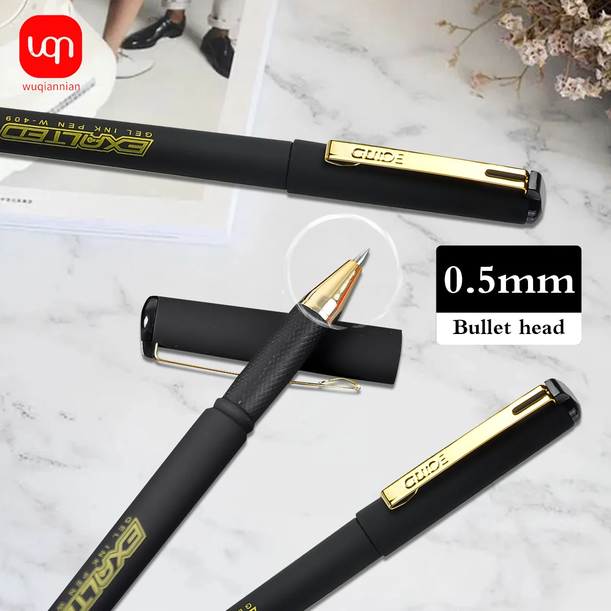 قلم جل ذو سعة كبيرة من WQN، طرف 0.5 مم، حبر أسود، كربون، مستلزمات التوقيع المدرسية