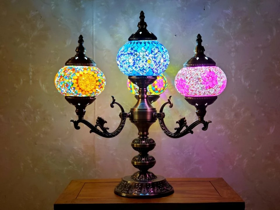 Wholesales Colorful Traditional Metal Base Decorative Turkish Moroccan Table Lamps