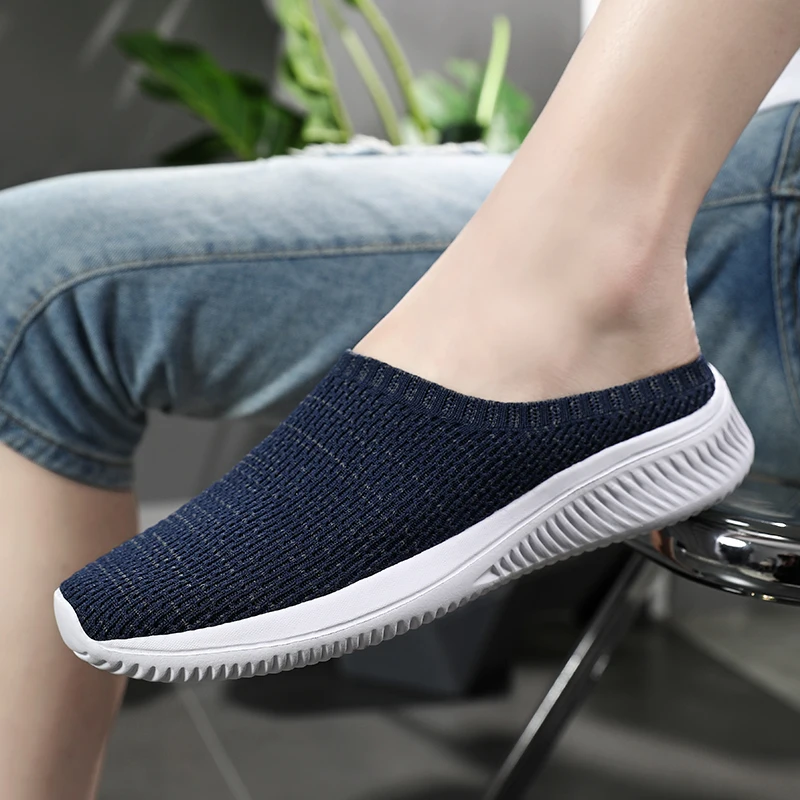 ummer Mesh Men Casual Shoes Breathable Half Loafers Fashion Outdoor Indoor Slippers Women Flats Comfortable Couple Sneakers