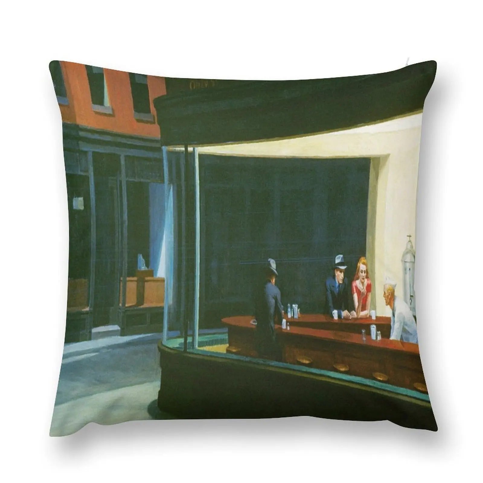 

Vintage Masterpiece: Nighthawks by Edward Hopper, c. 1942 - Classic Artwork with Rich History and Timeless Charm Throw Pillow