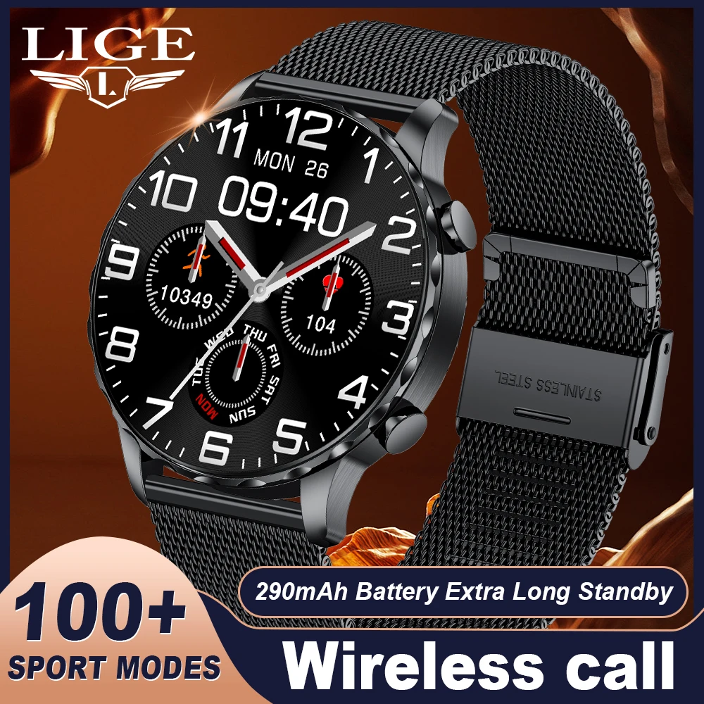 

LIGE New Outdoor Sports Smart Watch Men 1.85"HD Screen Heart Rate Monitor Bluetooth Call ip68 Waterproof Business Smartwatch Man