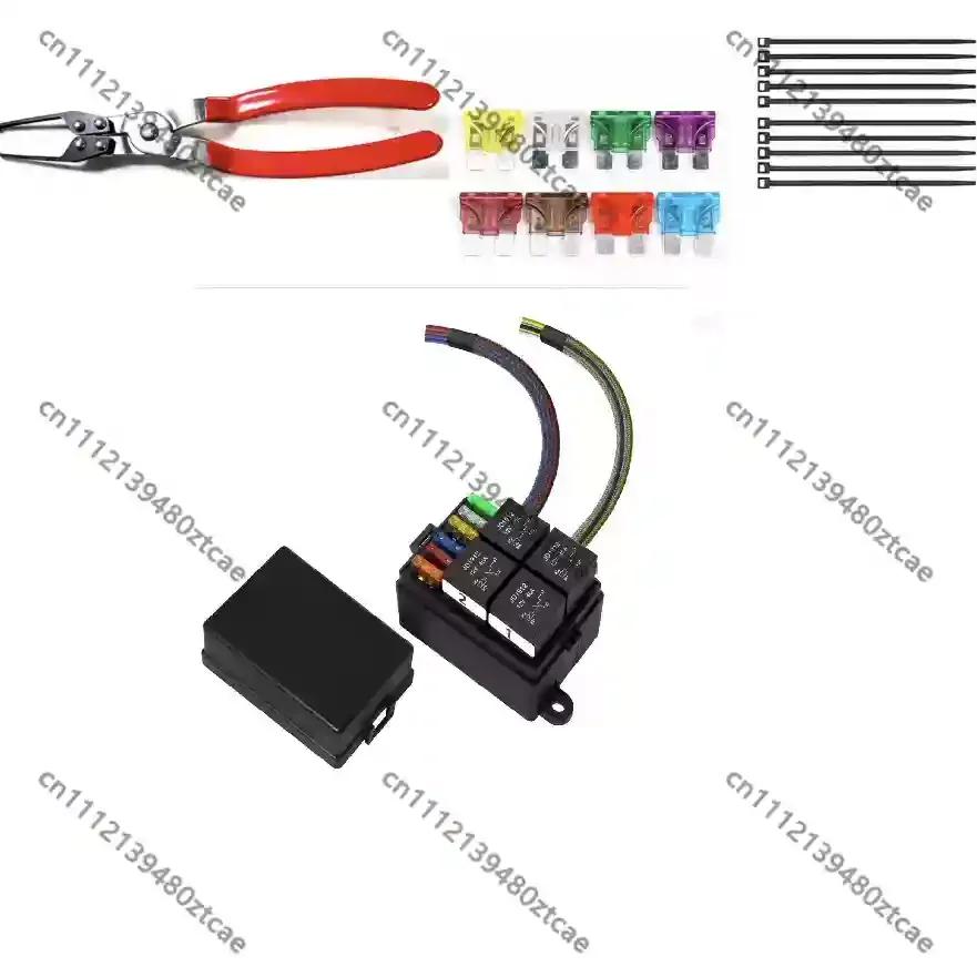 12V 24V 6+4 Way Pre-wired Relay Fuse Block With 12AWG Wire, Blade Fuses & Fuse Puller For Automotive