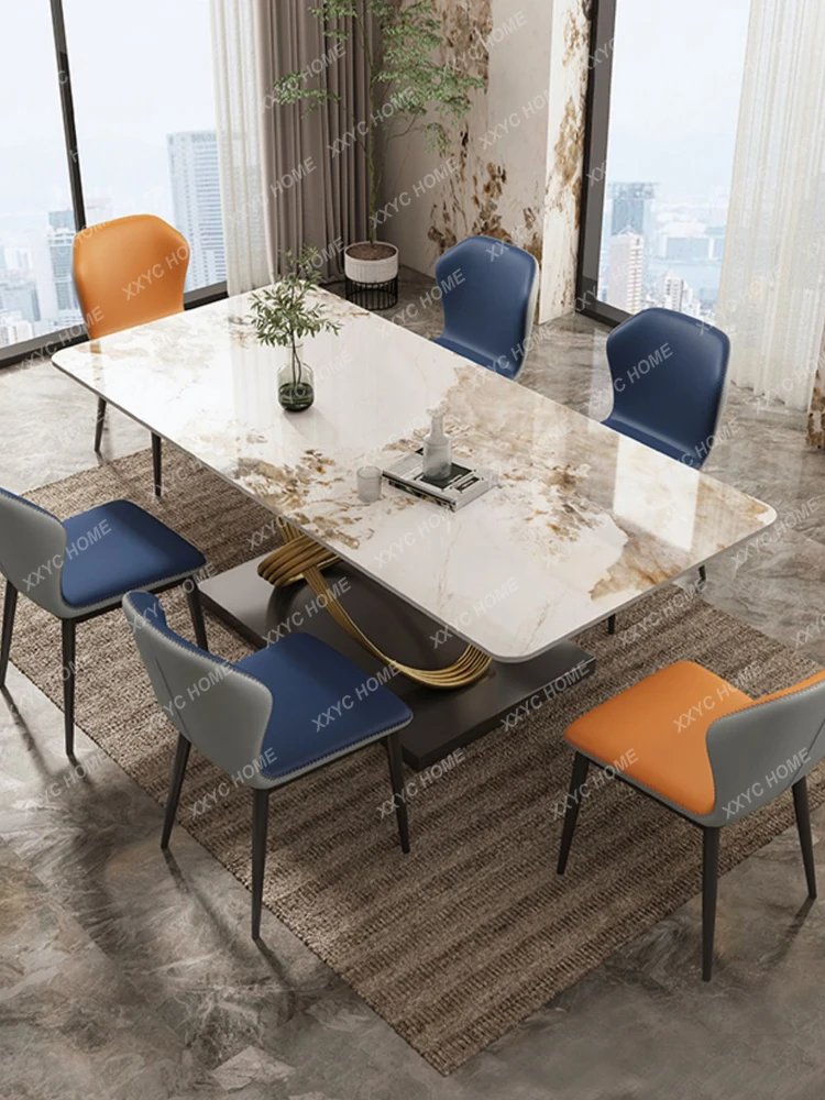 

Table Small Apartment Household Minimalist Internet Celebrity Family Restaurant Rectangular Dining Table Chair Combination