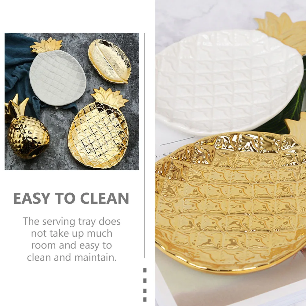 

Ceramic Snack Plate Dessert Pineapple Shape Fruit Storage Holder Tray Food Design Ceramics Serving Banquet Decorative
