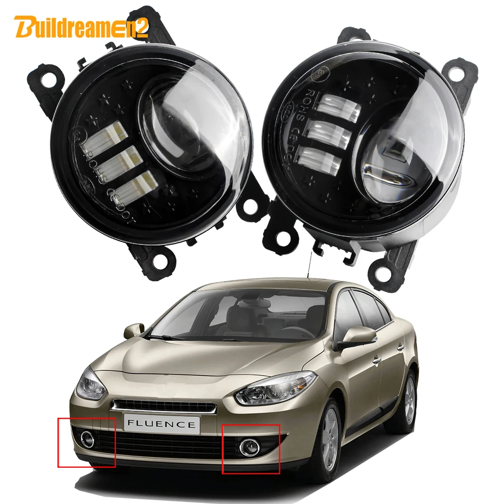 

2 шт., светодиодные линзы, противотуманные фары в сборе для Renault Fluence Sedan 2009-2020 30 Вт 6000LM, противотуманные фары переднего бампера автомобиля H11 12 В