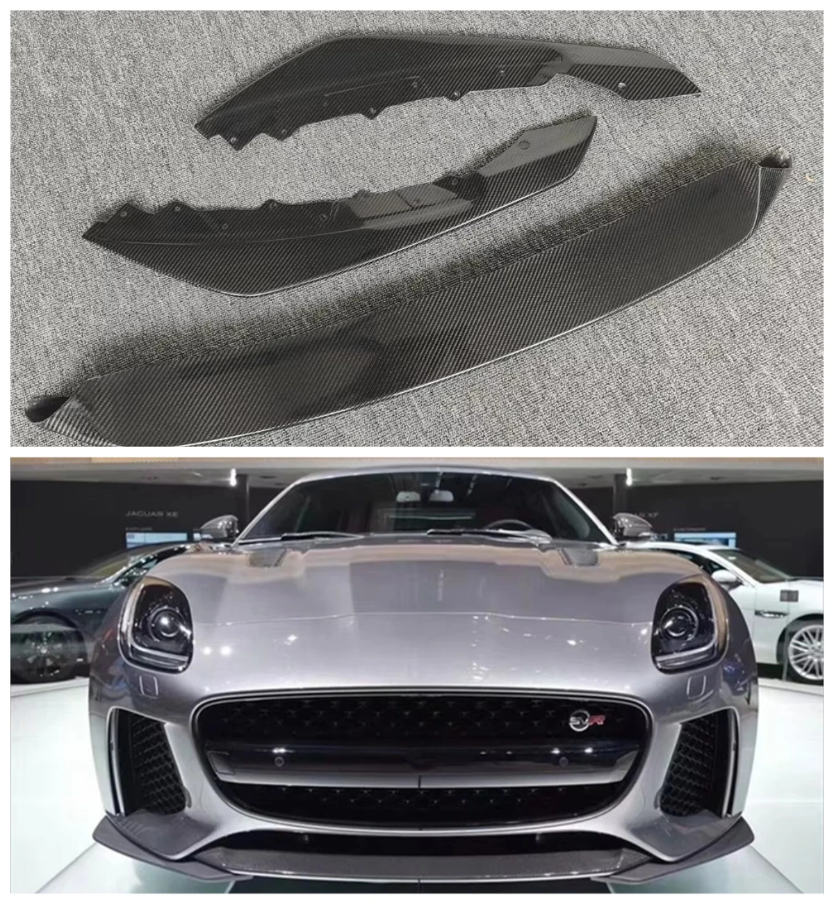 SVR Style Carbon Fiber Lip Three Piece Body Kit for Jaguar F-TYPE Front Bumper Modification Used Condition
