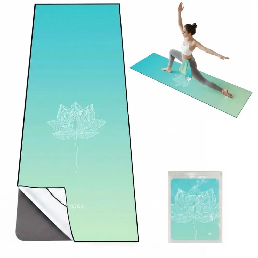 Skin Friendly Quick Dry Yoga Towel Non Slip Lock Edge Workout Towel Sweat Absorbent Long Rectangle Exercise Towel Gym Training