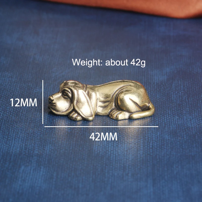 Vintage Brass Cute Puppy Figurines Miniatures Desktop Ornaments Small Animal Dog Statue Home Decorations Crafts Children Gifts - view 4