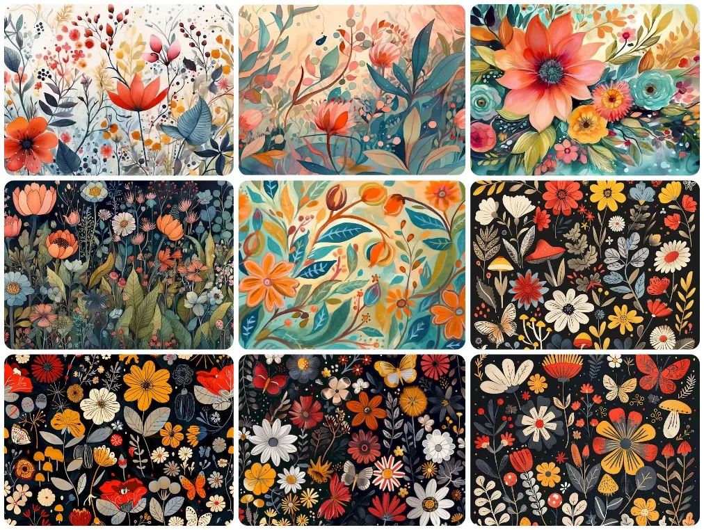 5D DIY Colorful Floral Diamond Painting, Abstract Botanical Mosaic Handmade Art Exquisite Creative Gift Home Decoration