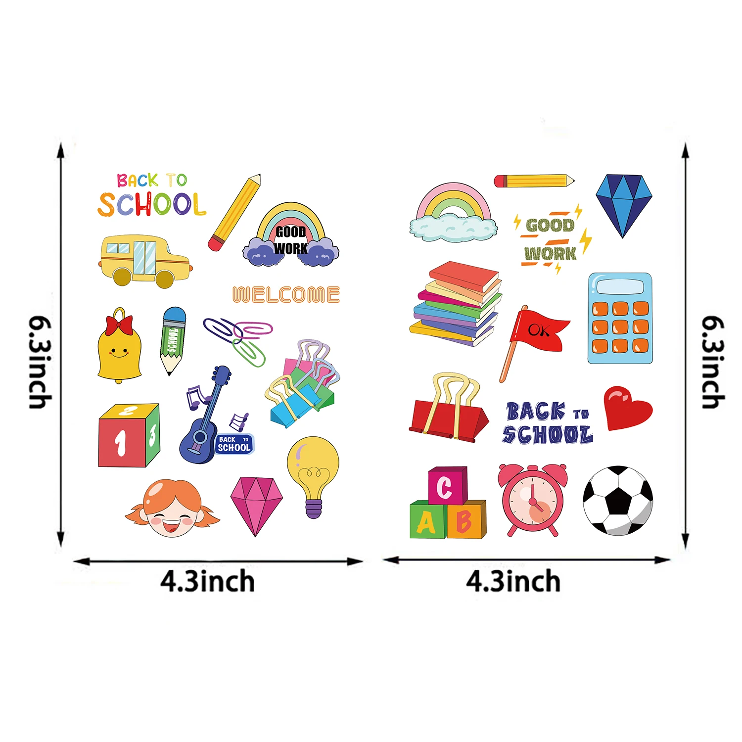 สติกเกอร์คอลลาจ 8/16 ชิ้น สำหรับฤดูกาลเปิดเทอม รางวัลการอ่านและการเรียนรู้ ติดแล็ปท็อป กันน้ำ สวยงาม ตกแต่งโทรศัพท์ สไตล์กราฟฟิตี้