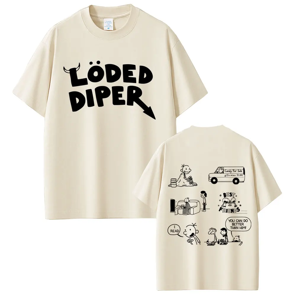

Loded Diper Double Sided Print T-shirt Men Women Fashion Rock Oversized Short Sleeve T-shirts Male Casual Cotton Vintage T Shirt