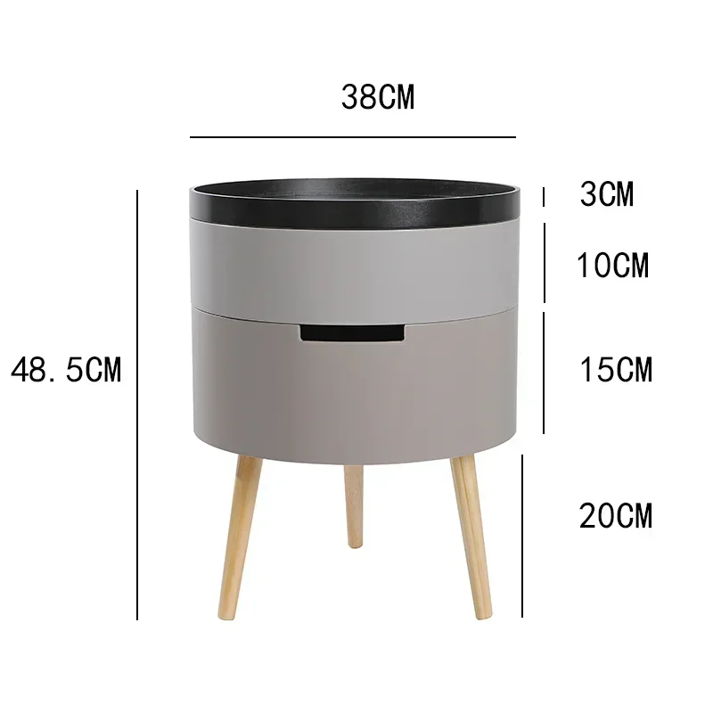 -Living Room Double-layer Sofa Side Table Luxury Solid Wood Modern Minimalist Coffee Table Balcony Small Round Table Furniture