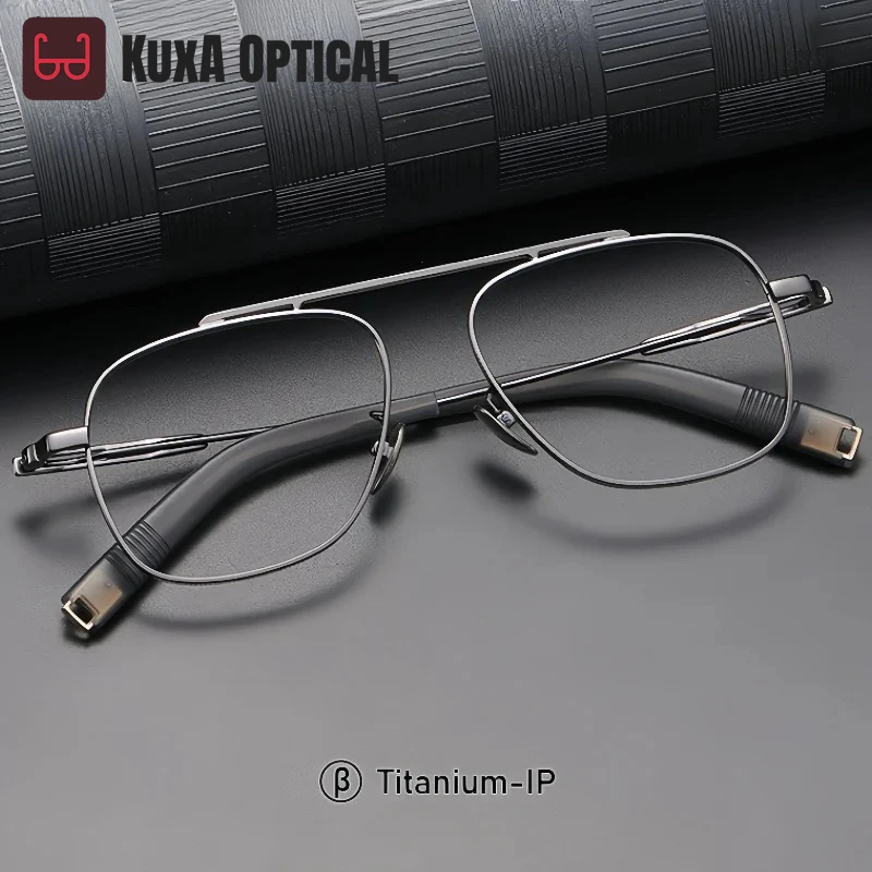 

KUXA мужские ретро модные очки-пилоты, сверхлегкие очки из титанового сплава, большой размер, оптическая оправа для очков по рецепту для женщин 105